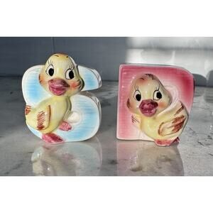 Rare Vintage Japan Anthropomorphic MCM Ducks Salt & Pepper Shaker Set